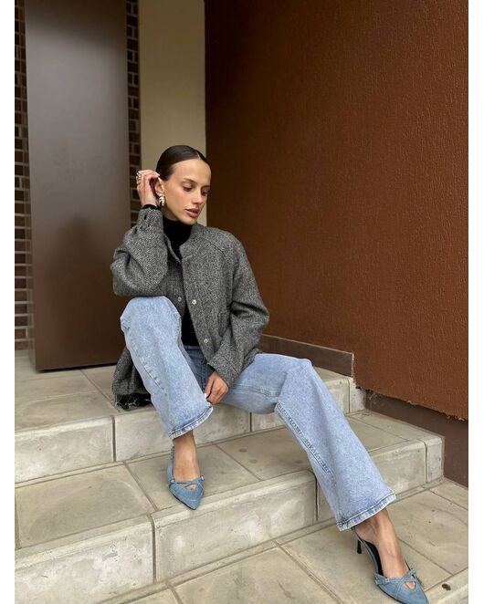 Бомбер из шерсти и мохера цвет серый-A102 от Doroteya 