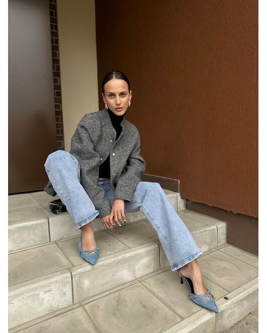 Бомбер из шерсти и мохера цвет серый-A102 от Doroteya 