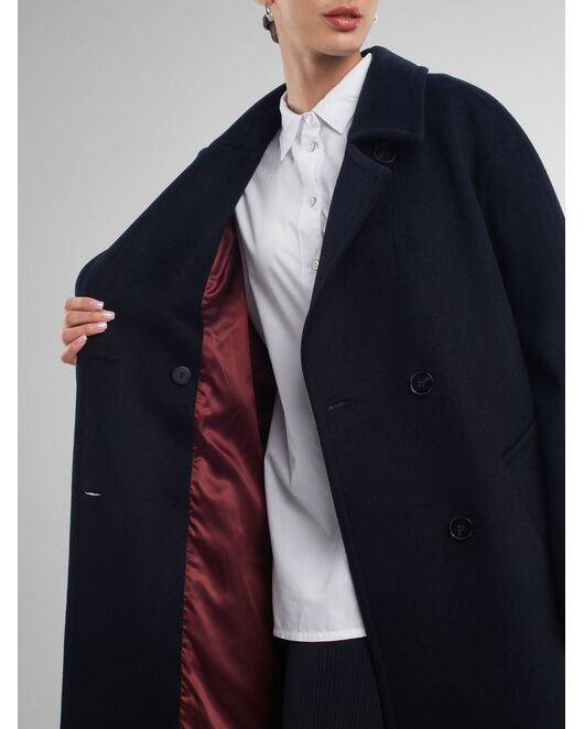 Пальто из шерсти Мериноса цвет Темно-синий-A087 от Doroteya  Пальто из шерсти Мериноса цвет Темно-синий-A087 от Doroteya