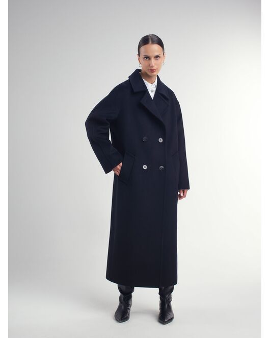 Пальто из шерсти Мериноса цвет Темно-синий-A087 от Doroteya  Пальто из шерсти Мериноса цвет Темно-синий-A087 от Doroteya