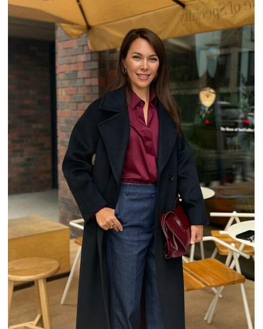 Пальто из шерсти Мериноса цвет Темно-синий-A087 от Doroteya  Пальто из шерсти Мериноса цвет Темно-синий-A087 от Doroteya