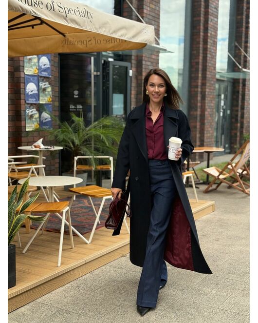 Пальто из шерсти Мериноса цвет Темно-синий-A087 от Doroteya  Пальто из шерсти Мериноса цвет Темно-синий-A087 от Doroteya