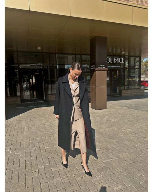 Пальто из шерсти Мериноса цвет Темно-синий-A087 от Doroteya  Пальто из шерсти Мериноса цвет Темно-синий-A087 от Doroteya