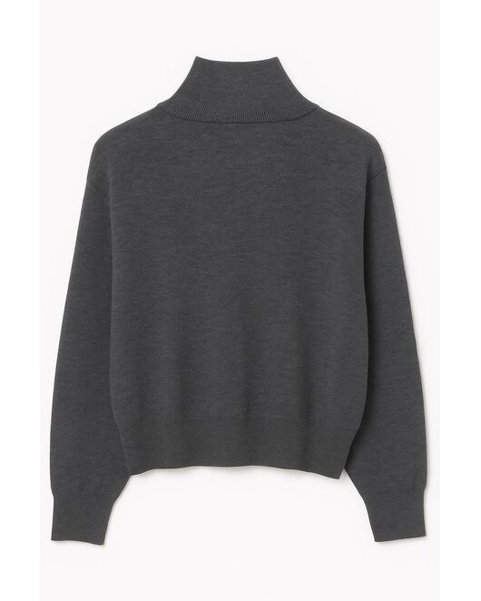 Джемпер серый на молнии с карманами из хлопка и акрила-MQ076 от byME 