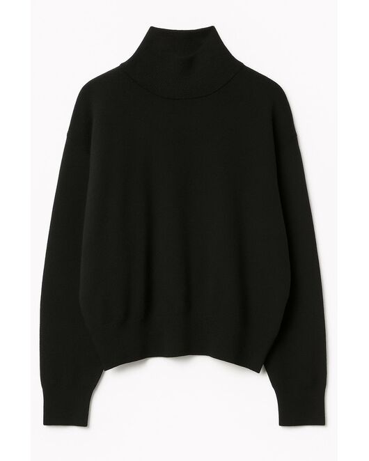 Джемпер черный на молнии из хлопка и акрила-MQ076 от byME 