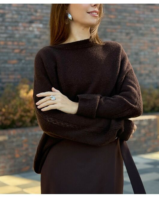 Джемпер из кашемира и шёлка в шоколадном цвете-8299-chocolate от ByME 