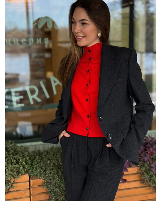 Жакет темно-серый  с добавлением шерсти LW-125016 от LW 