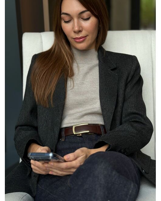 Жакет темно-серый в ёлочку с шерстью  LW-125021-gray от LW 