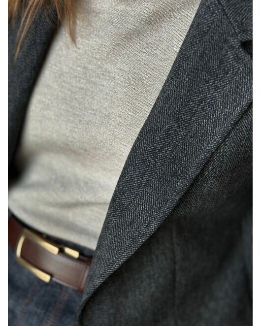 Жакет темно-серый в ёлочку с шерстью  LW-125021-gray от LW 