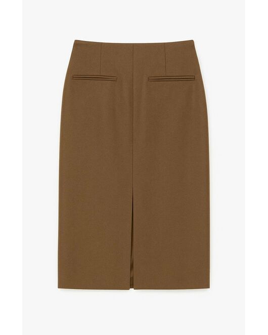 Юбка с разрезом спереди капучино с добавлением шерсти SK4-1005 от ByME 