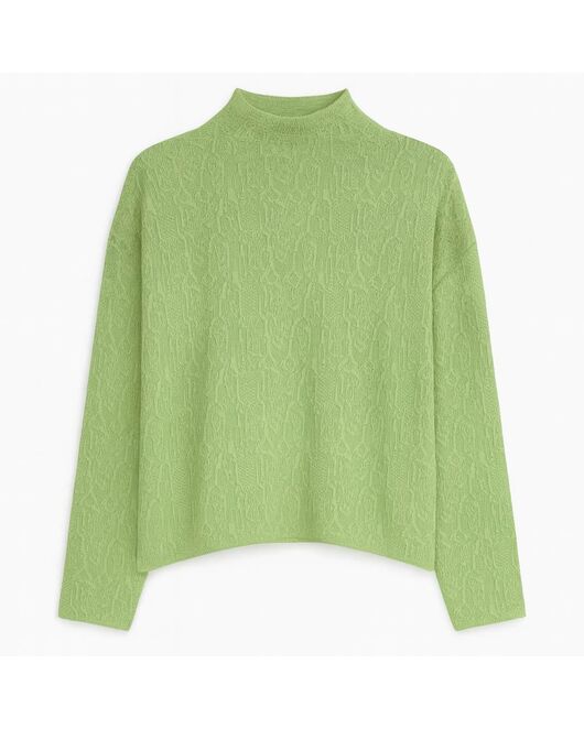 Джемпер из шерсти мериноса тонкой вязки  фактурный зеленый от byME 