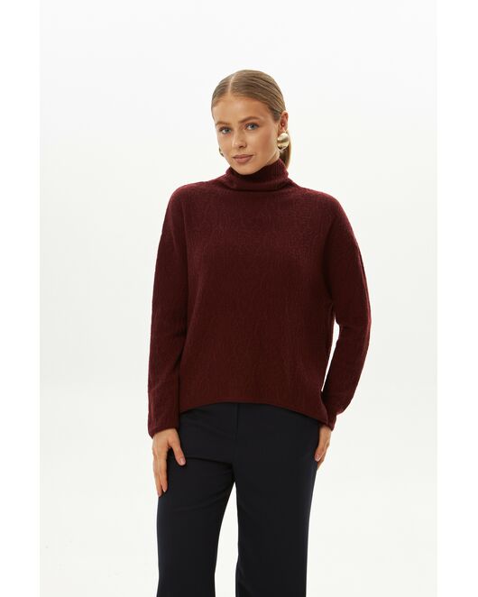 Джемпер из шерсти мериноса тонкой вязки  фактурный вишневый от byME 