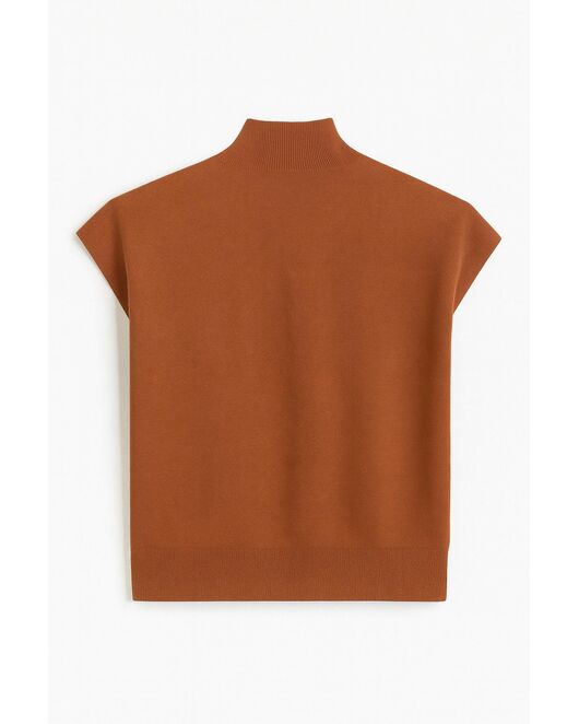 Топ из шерсти мериноса тонкой вязки и шелка Mulberry терракотовый от byME 