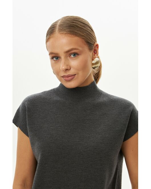 Топ из шерсти мериноса тонкой вязки и шелка Mulberry темно-серый от byME 