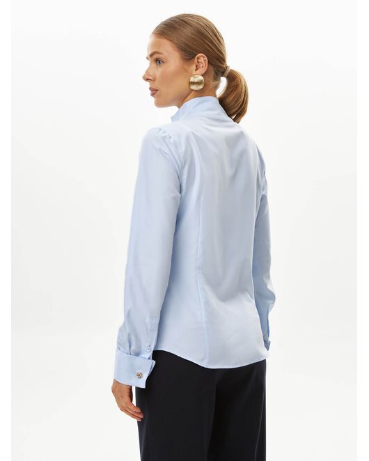 Женская рубашка из бамбука  голубая под запонки -9028 от  