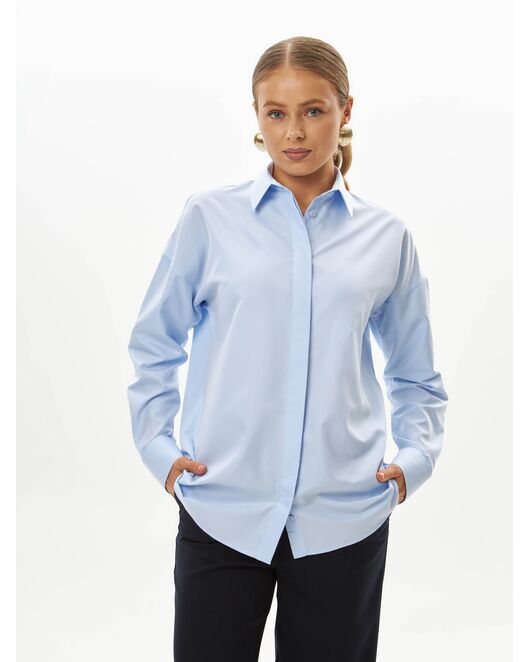 Женская рубашка из бамбука голубая-9033 от  