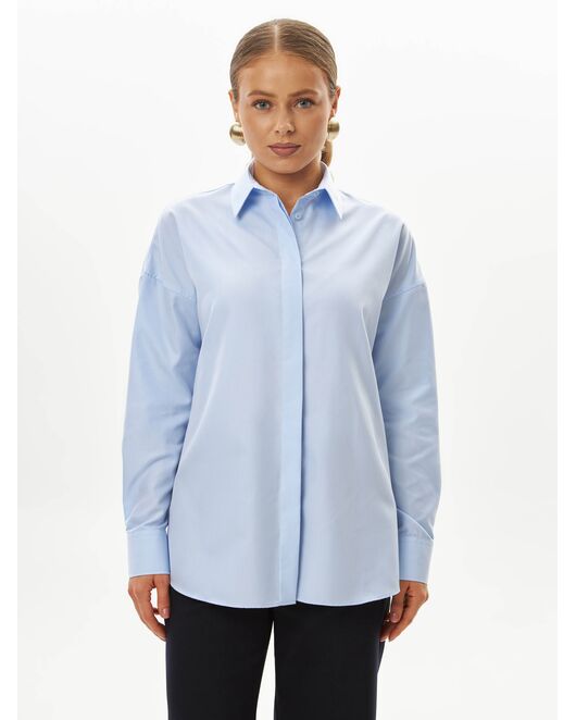 Женская рубашка из бамбука голубая-9033 от  