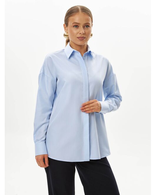 Женская рубашка из бамбука голубая-9033 от  
