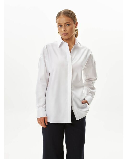 Женская рубашка белая оверсайз из хлопка 9035 от byME 