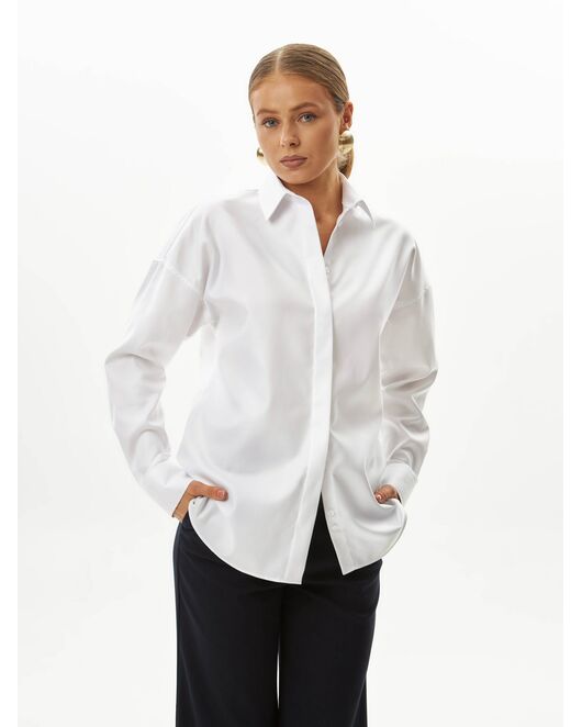 Женская рубашка белая оверсайз из хлопка 9035 от byME 