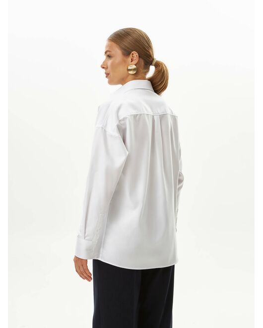Женская рубашка белая оверсайз из хлопка 9035 от byME 