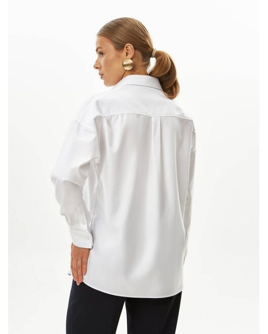 Женская рубашка белая оверсайз из хлопка 9035 от byME 