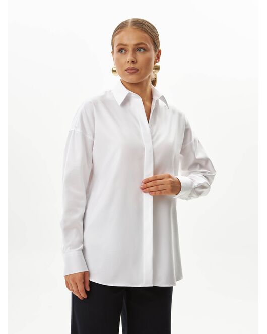 Женская рубашка белая оверсайз из хлопка 9035 от byME 