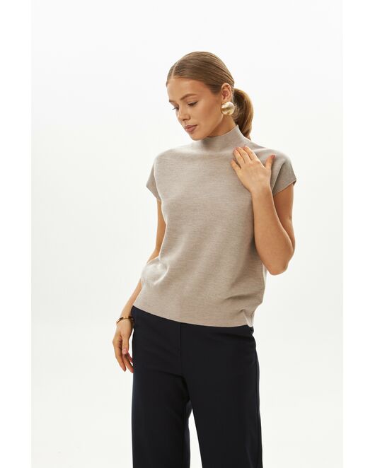 Топ из шерсти мериноса тонкой вязки и шелка Mulberry светло-серый от byME 