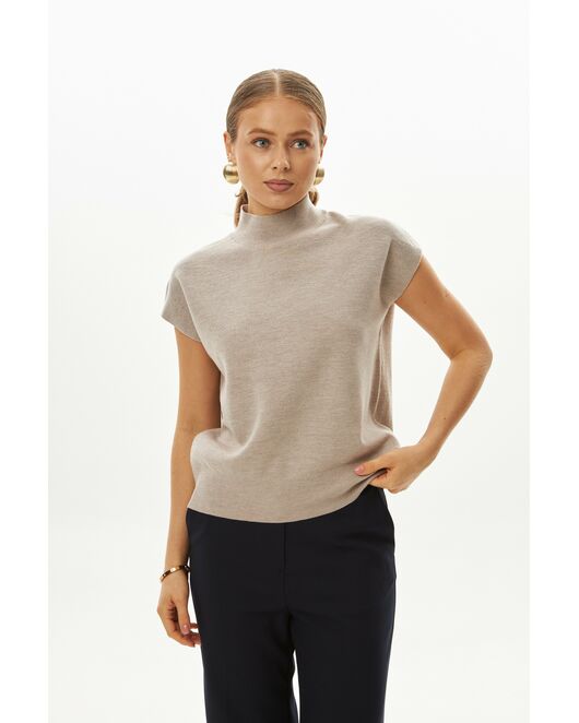 Топ из шерсти мериноса тонкой вязки и шелка Mulberry светло-серый от byME 