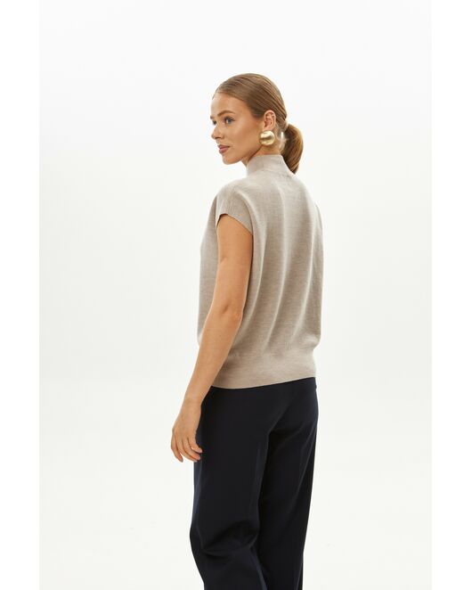 Топ из шерсти мериноса тонкой вязки и шелка Mulberry светло-серый от byME 