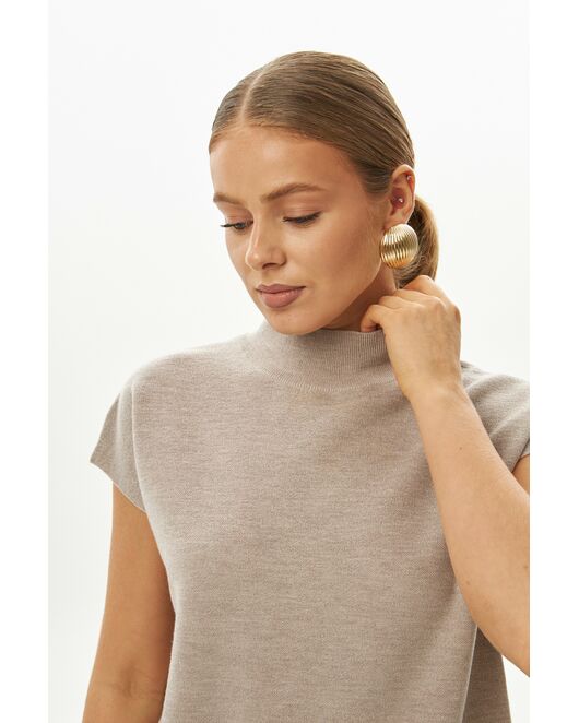 Топ из шерсти мериноса тонкой вязки и шелка Mulberry светло-серый от byME 