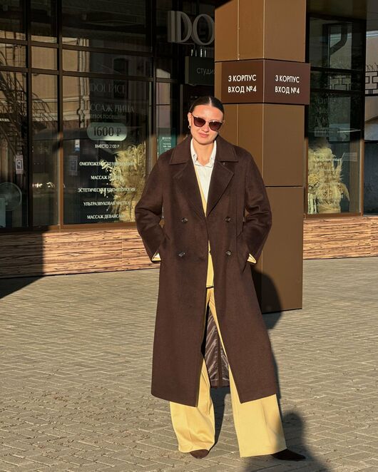 Пальто из шерсти Мериноса цвет шоколад -A087 от Doroteya  Пальто из шерсти Мериноса цвет шоколад -A087 от Doroteya