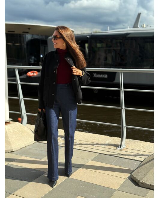 Бомбер из мериноса цвет: Черный-A102 от Doroteya 