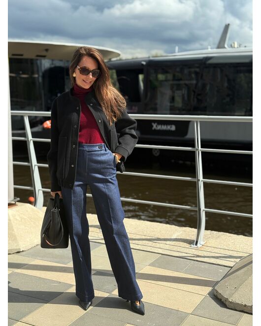 Бомбер из мериноса цвет: Черный-A102 от Doroteya 