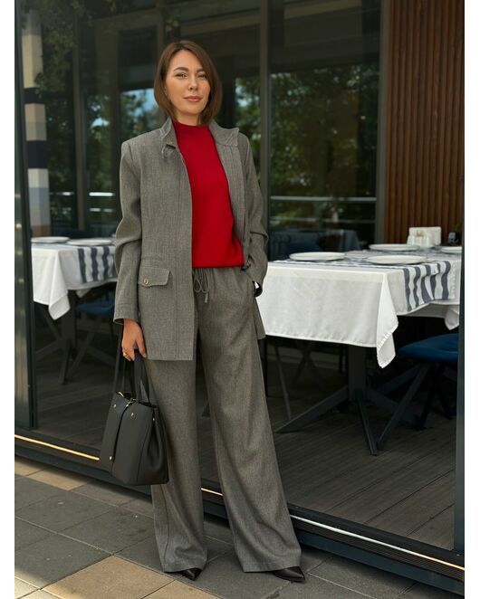 Топ из шерсти мериноса тонкой вязки и шелка Mulberry красный от byME 