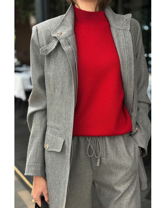 Топ из шерсти мериноса тонкой вязки и шелка Mulberry красный от byME 