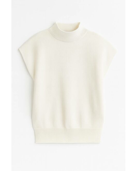 Топ из шерсти мериноса тонкой вязки и шелка Mulberry белый от byME 