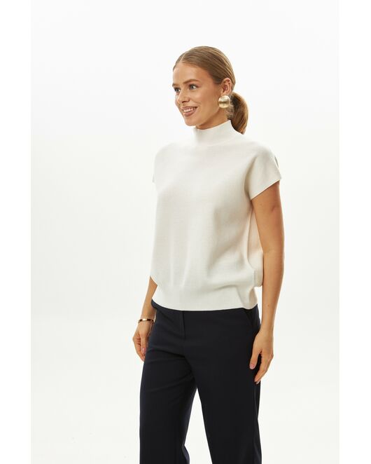 Топ из шерсти мериноса тонкой вязки и шелка Mulberry белый от byME 