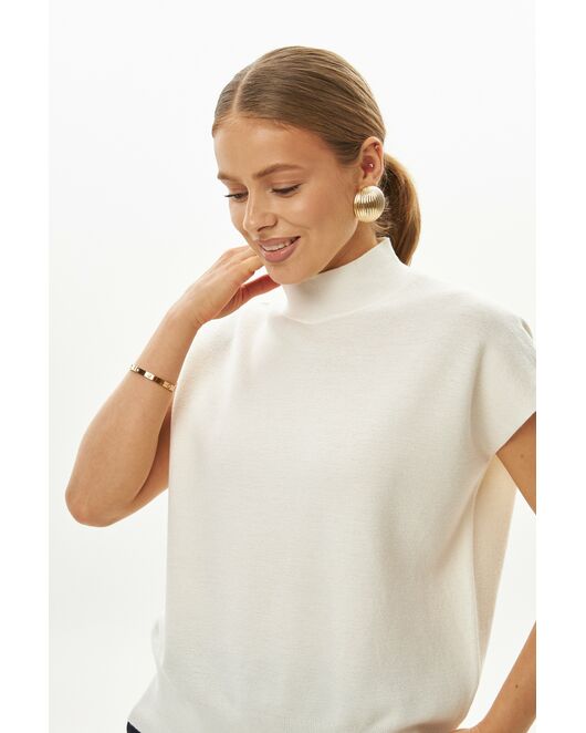 Топ из шерсти мериноса тонкой вязки и шелка Mulberry белый от byME 