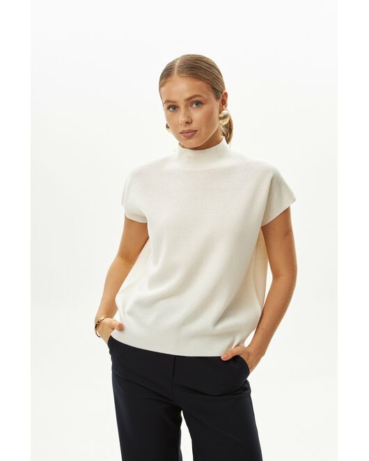Топ из шерсти мериноса тонкой вязки и шелка Mulberry белый от byME 