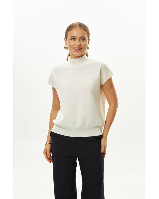 Топ из шерсти мериноса тонкой вязки и шелка Mulberry белый от byME 