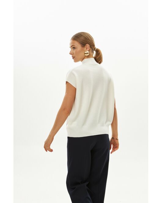 Топ из шерсти мериноса тонкой вязки и шелка Mulberry белый от byME 