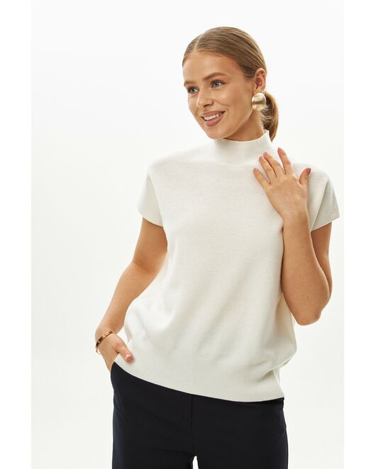Топ из шерсти мериноса тонкой вязки и шелка Mulberry белый от byME 