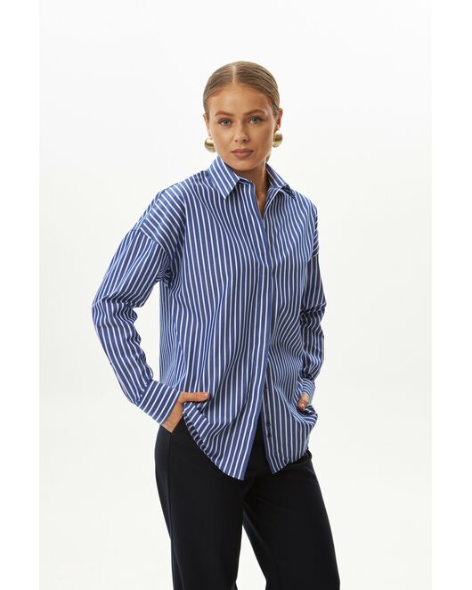Женская рубашка  в синюю полоску-9034 от  