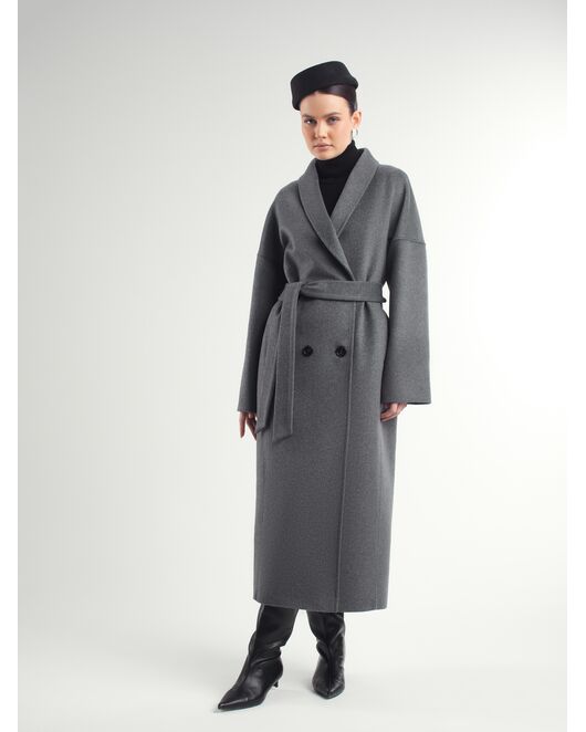 Пальто из шерсти мериноса серое A093 от Doroteya  Пальто из шерсти мериноса серое A093 от Doroteya