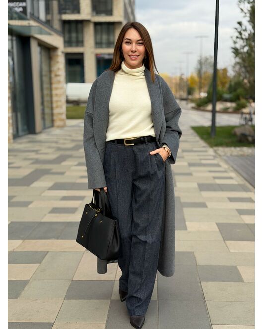 Пальто из шерсти мериноса серое A093 от Doroteya  Пальто из шерсти мериноса серое A093 от Doroteya