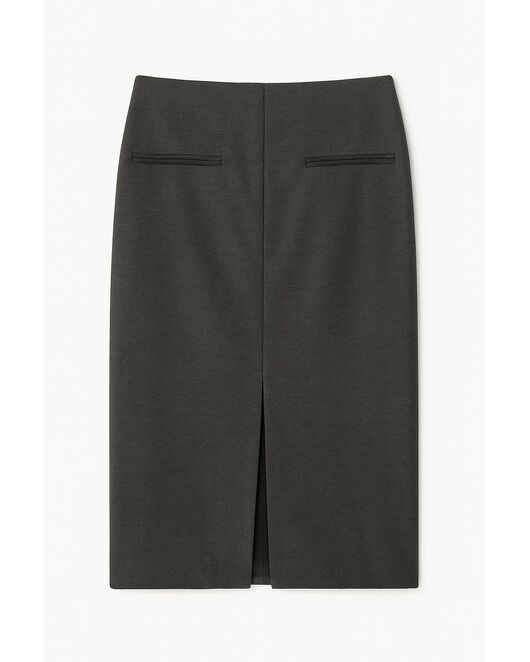 Юбка с разрезом спереди графит с шерстью SK4-1006 от  