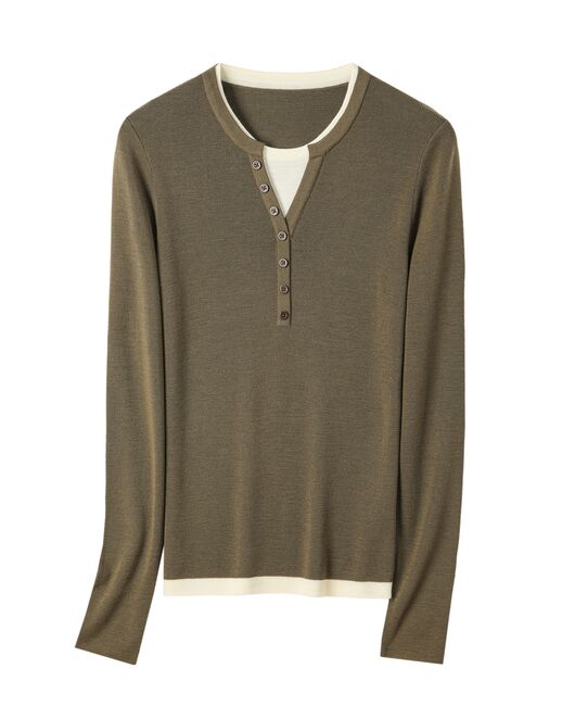 Джемпер оливковый из шерсти мериноса-JFS07 от byME 