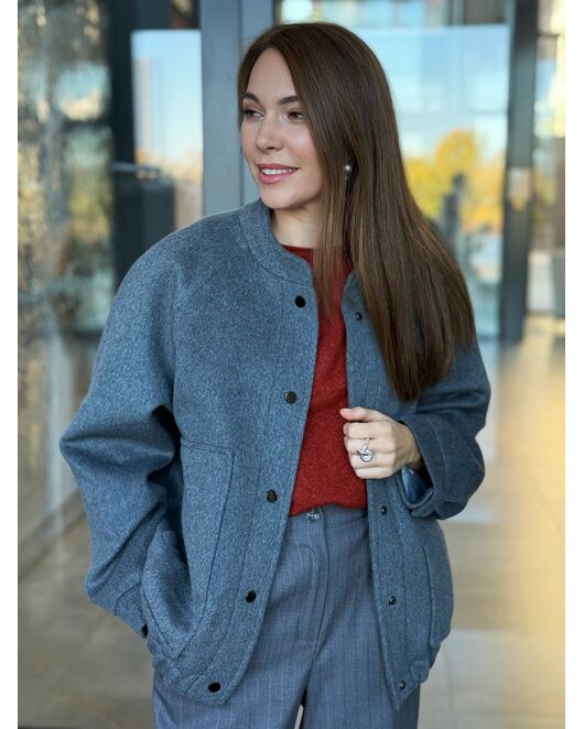 Бомбер из шерсти  цвет серый  - A102 Ворс*** от Doroteya 