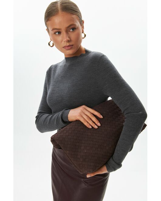 Лонгслив серый из шерсти мериноса-02B20112 от  